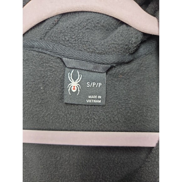 Spyder Full Zip Thermal Waffle Knit Fleece Lined Black Hooded Jacket Mens Small - Picture 5 of 12